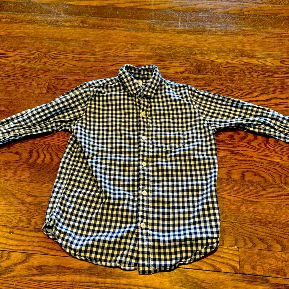 Gap navy blue and white check button down shirt size Large (10)